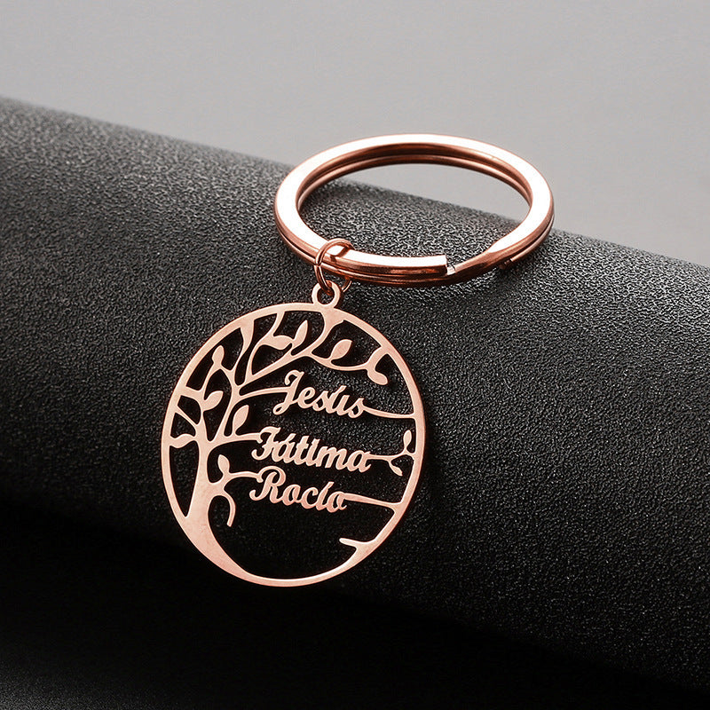 Custom Name Tree Of Life Stainless Steel Keychain